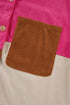 Colorblock Curved Hem Corduroy Shacket with Pocket
